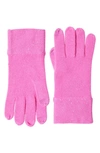 Sofia Cashmere Sequin Cashmere Knit Gloves In Hot Pink