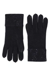 Sofia Cashmere Sequin Cashmere Knit Gloves In Black