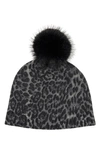 SOFIA CASHMERE FAUX FUR POM CASHMERE LUREX KNIT BEANIE