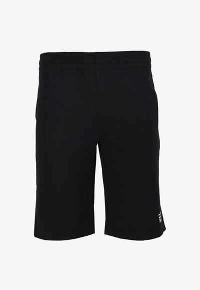 Ea7 Logo-print Cotton Shorts In Black