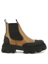 Ganni Brown Cleated Low Chelsea Boots In Brown