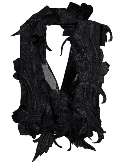 Alberta Ferretti Floral-motif Cropped Top In Black