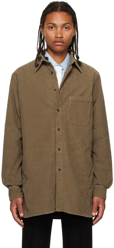 The Row Brown Melvin Shirt In Camel