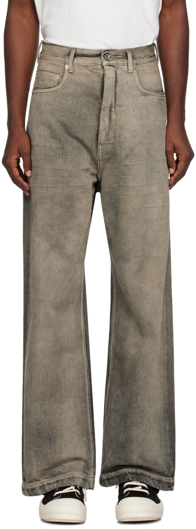 Rick Owens Drkshdw Geth Washed Wide-leg Jeans In 38 Mineral Pearl