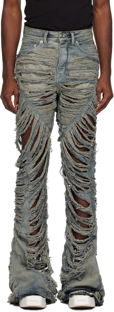 Rick Owens Drkshdw Blue Bias Jeans In 98 Mineral Pearl Shr