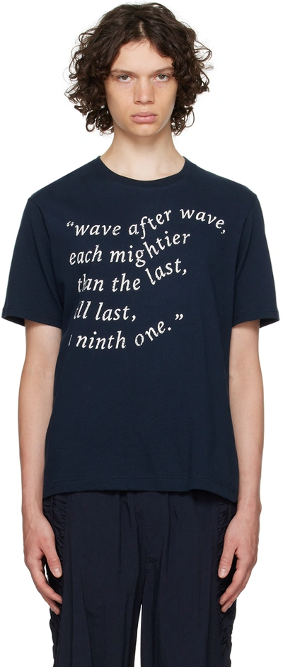 S.s.daley Navy Printed T-shirt In Navy Ecru