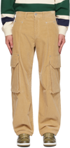 Palm Angels Corduroy Cotton Cargo Trousers In Beige Brown