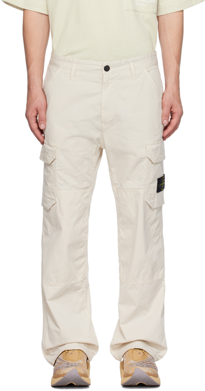 Stone Island Off-white Comfort Cargo Pants In V0097 Plaster