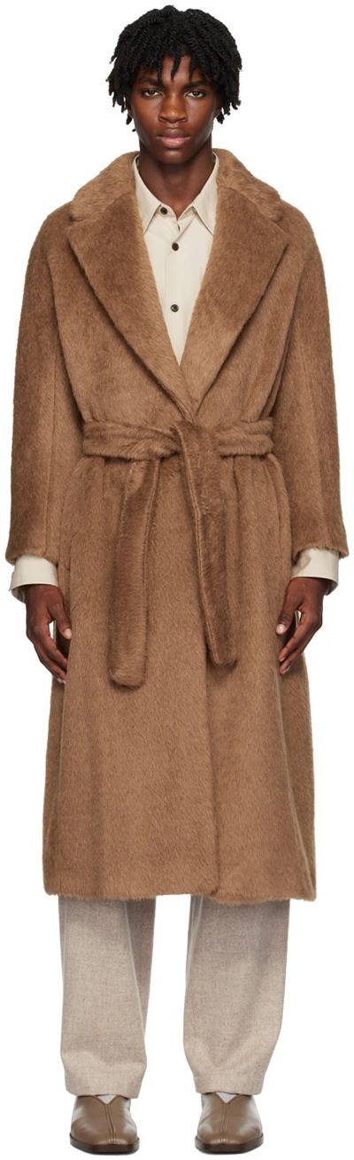 Max Mara Brown Oversized Coat In 002 Tobacco