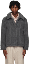 MAX MARA GRAY SHORT FAUX-FUR JACKET