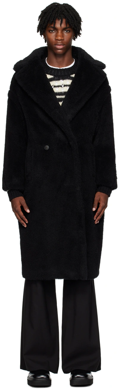 Max Mara Black Icon Faux-fur Coat In 008 Black