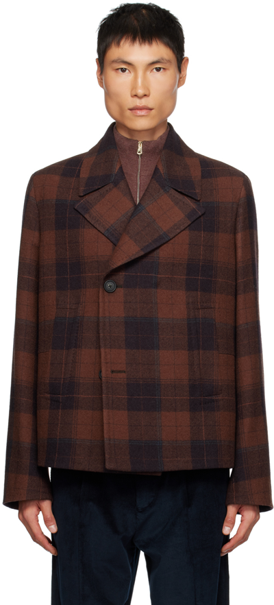 Paul Smith Red Check Coat In 27 Reds