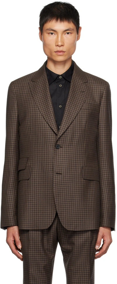 Paul Smith Check-print Wool Blazer In Braun