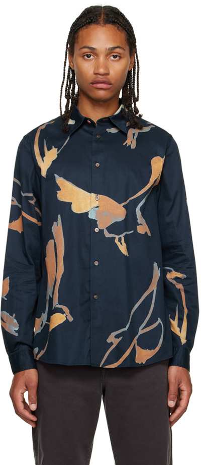 Ps By Paul Smith Lapwing Cotton Shirt In Blue