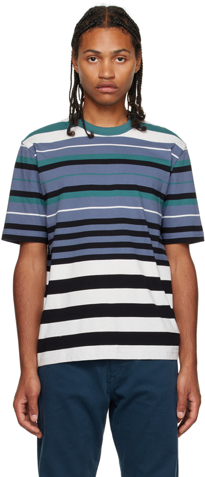 Ps By Paul Smith Blue Stripe T-shirt In 43 Blues