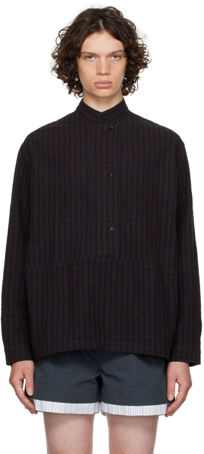 Sage Nation Brown Malay Shirt In Earth Gingham