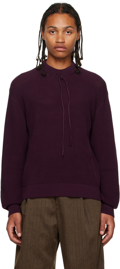 Factor's Burgundy Drawstring Crewneck In Susina