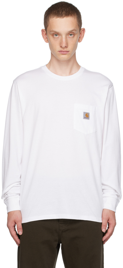 Carhartt White Pocket Long Sleeve T-shirt In 2 White