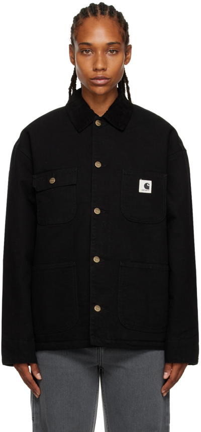 Carhartt Og Michigan Coat In Black / Black Rinsed