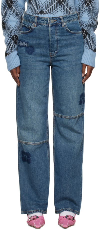 Ganni Blue Izey Jeans In 091 Tint Wash