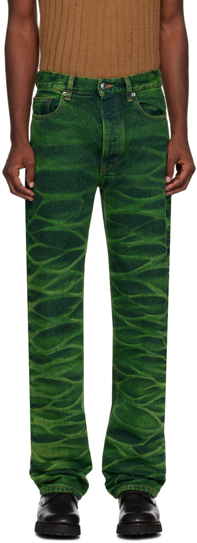Wood Wood Green Al Jeans In 7074 Overdye Wash