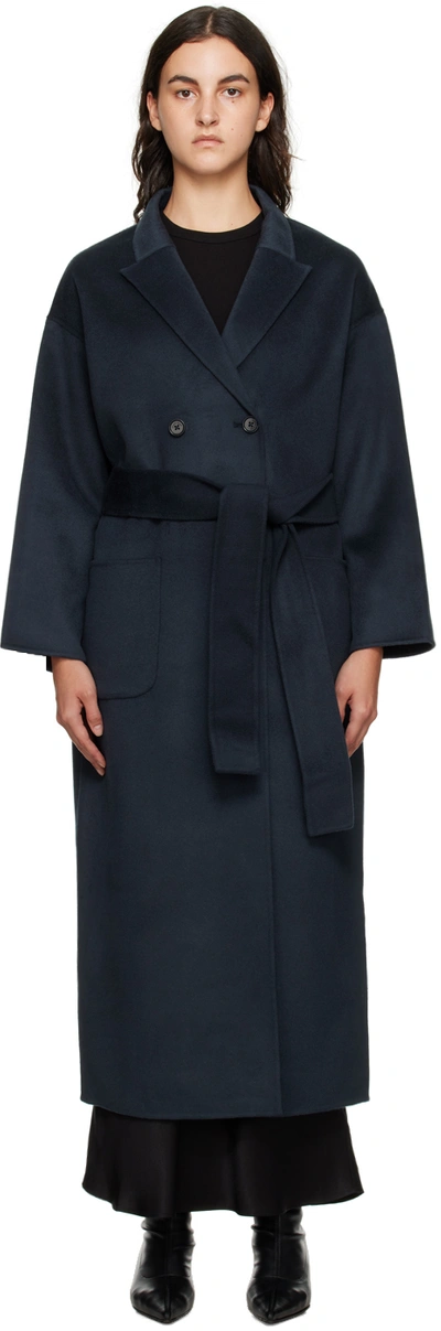 Anine Bing Dylan Maxi Coat In Blue