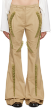 Kiko Kostadinov Ruffled-detail Flared Trousers In Oak/salvia