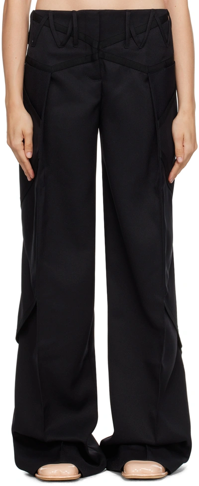 Kiko Kostadinov Black Waterfall Trousers In Pebble Black