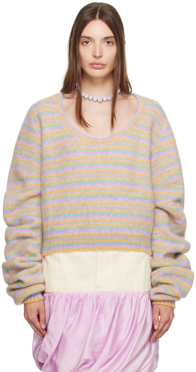 Kiko Kostadinov Multicolor Striped Curl Sweater In Pink