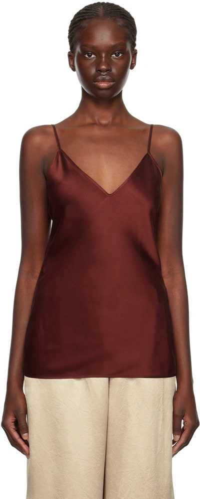 Max Mara Leisure Lucca Satin Camisole In 082 Brick Red