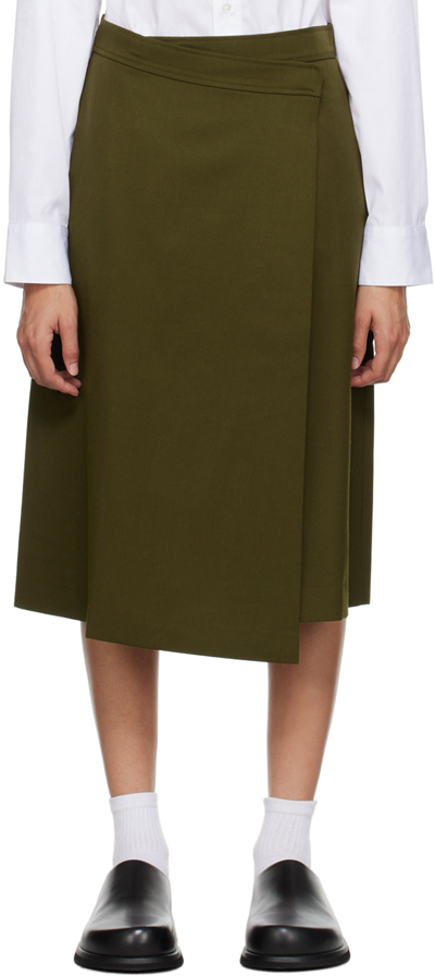 6397 Khaki Wrap Midi Skirt In Army
