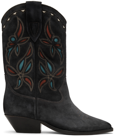 Isabel Marant Duerto Suede Cowboy Boots In Black