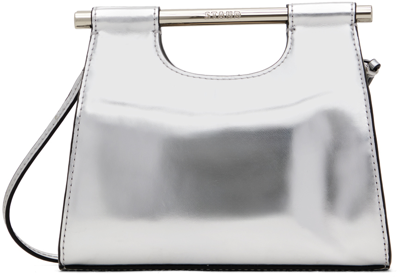 Staud Mar Mini Metallic Leather Top-handle Bag In Chrome