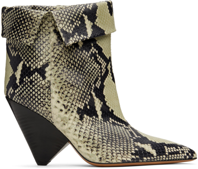 Isabel Marant Off-white & Black Lulya Boots In 23sd Sand