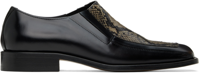 Filippa K Black Square Toe Loafers In Black/snake