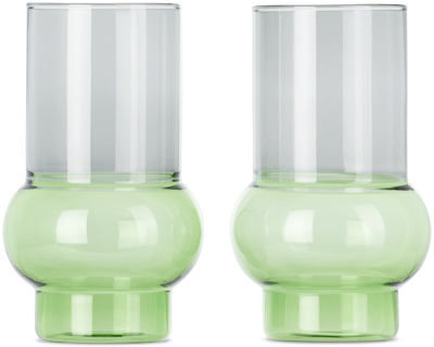 Tom Dixon Green Tall Bump Glasses Set In Bump Green