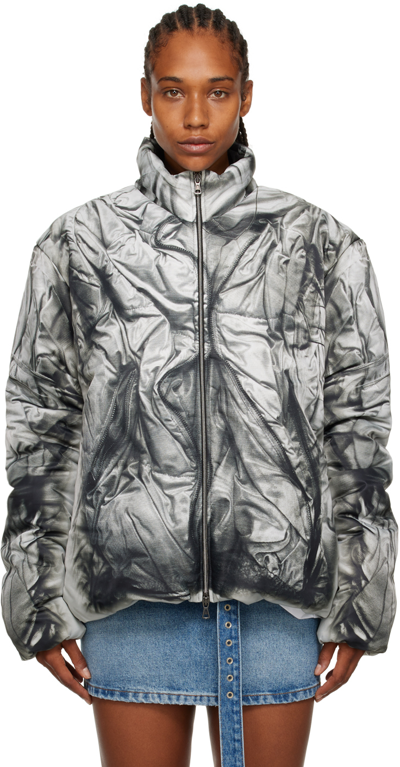 Y/project Gray Compact Puffer Jacket In White
