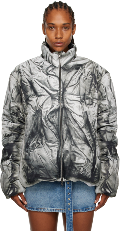 Y/project Grey Compact Puffer Jacket In White