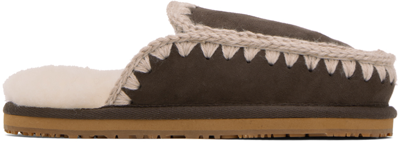 Mou Brown Stitch Slippers In Mocha Mocha