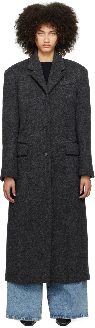 Khaite Bontin Melange Wool Coat In Grey