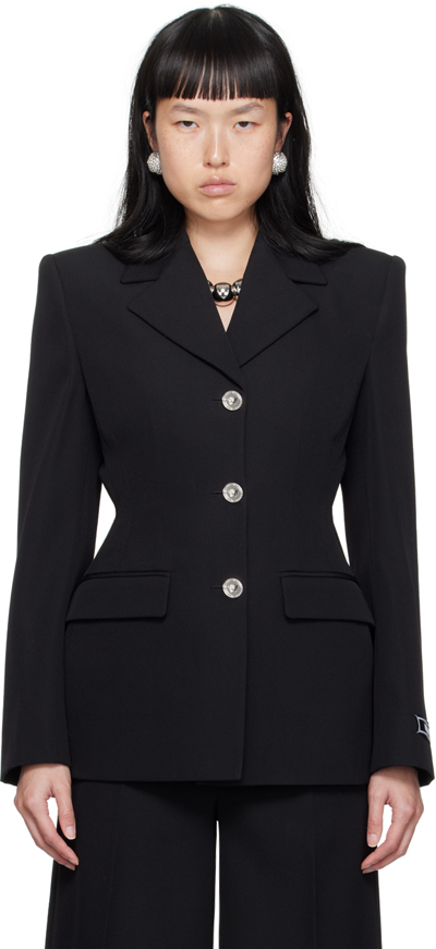 Versace Grain De Poudre Wool Blazer Jacket In Multicolor