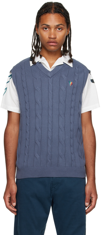 Ps By Paul Smith Blue Zebra Vest In 43 Blues
