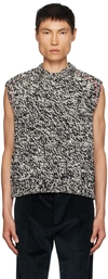 Paul Smith Black & White Crewneck Vest In 79 Black