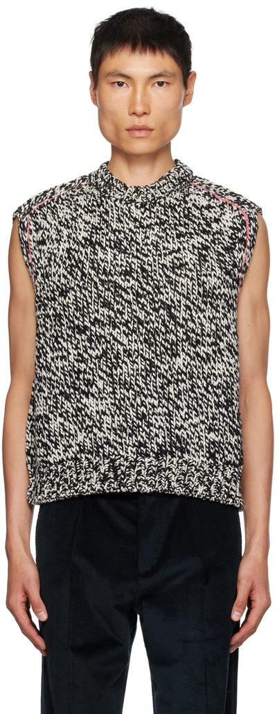 Paul Smith Black & White Crewneck Vest In 79 Black