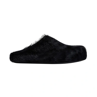 Marni Long-hair Calfskin Fussbett Sabot In Black