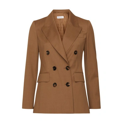 Max Mara Double-breasted Long-sleeved Blazer In Camel