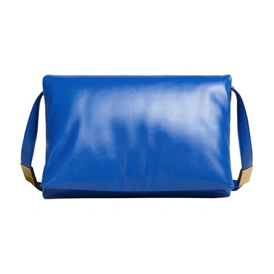 Marni Prisma Leather Shoulder Bag In Astralblue