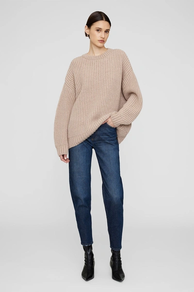 Anine Bing Sydney Crew Sweater In Camel