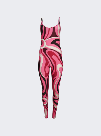 Pucci Jersey Marmo Print Jumpsuit In Pink