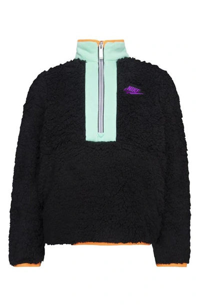 Nike Kids' Sportswear Illuminate Sherpa Half-zip Jacket Toddler Jacket In Black